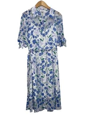 NWT Calvin Klein Floral Button-Front Lined Chiffon Dress Floral Multi Sz 10